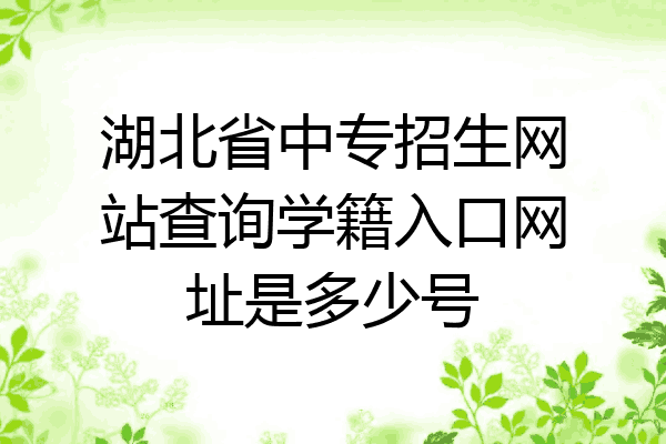 湖北省中专招生网站查询学籍入口网址是多少号