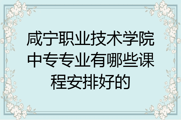 咸宁职业技术学院中专专业有哪些课程安排好的