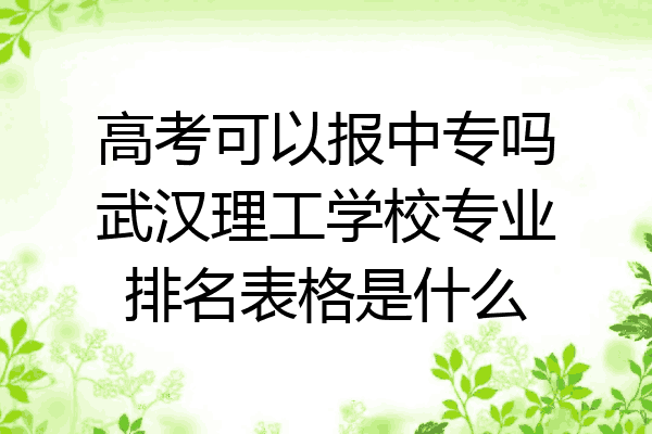 高考可以报中专吗武汉理工学校专业排名表格是什么