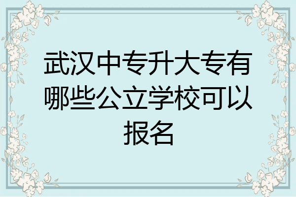武汉中专升大专有哪些公立学校可以报名