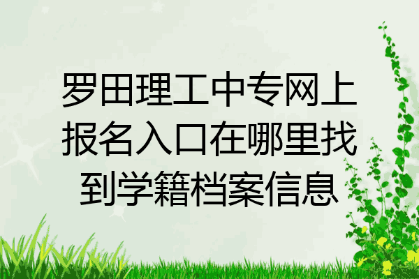 罗田理工中专网上报名入口在哪里找到学籍档案信息