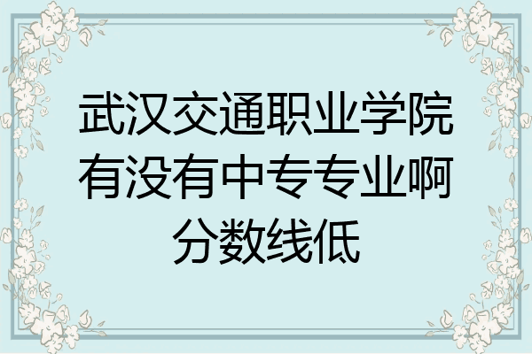 武汉交通职业学院有没有中专专业啊分数线低