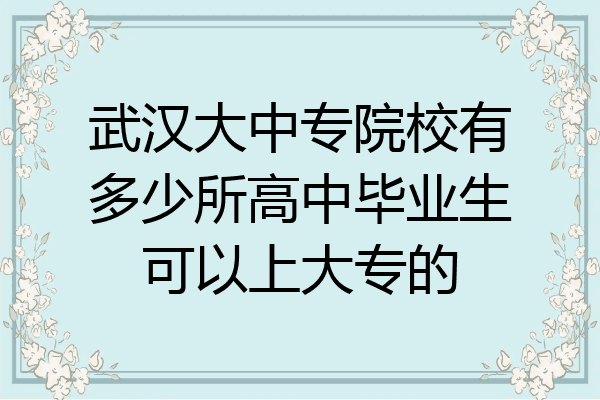 武汉大中专院校有多少所高中毕业生可以上大专的