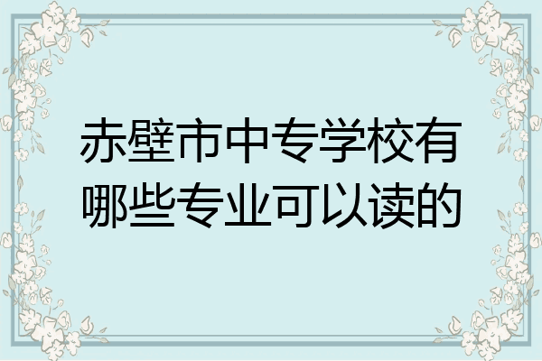 赤壁市中专学校有哪些专业可以读的