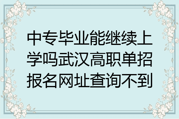 中专毕业能继续上学吗武汉高职单招报名网址查询不到
