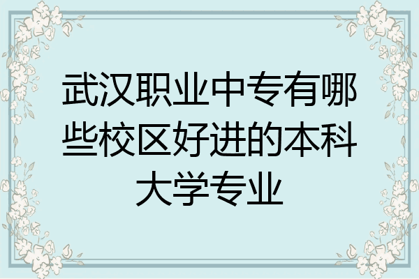武汉职业中专有哪些校区好进的本科大学专业