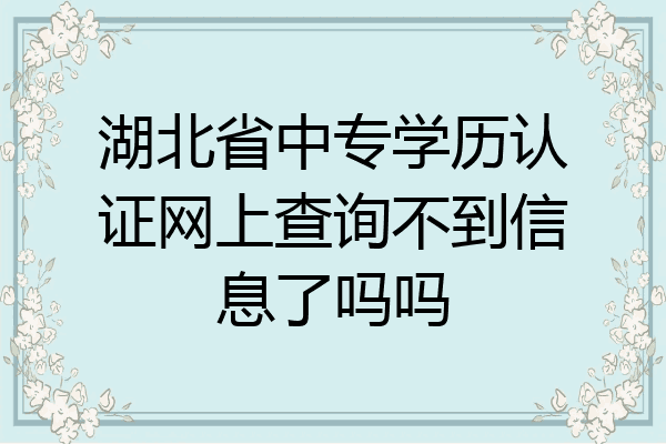 湖北省中专学历认证网上查询不到信息了吗吗