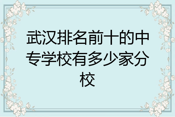 武汉排名前十的中专学校有多少家分校