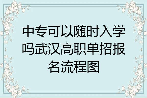 中专可以随时入学吗武汉高职单招报名流程图