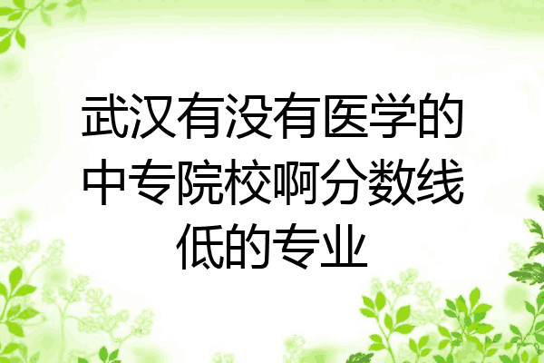 武汉有没有医学的中专院校啊分数线低的专业