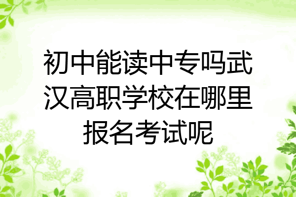 初中能读中专吗武汉高职学校在哪里报名考试呢