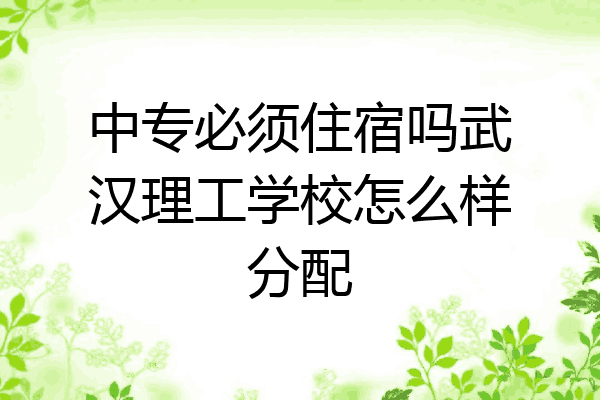 中专必须住宿吗武汉理工学校怎么样分配