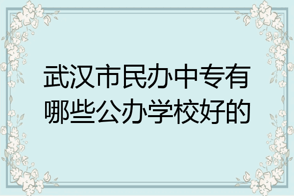 武汉市民办中专有哪些公办学校好的