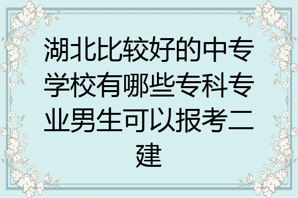 湖北比较好的中专学校有哪些专科专业男生可以报考二建