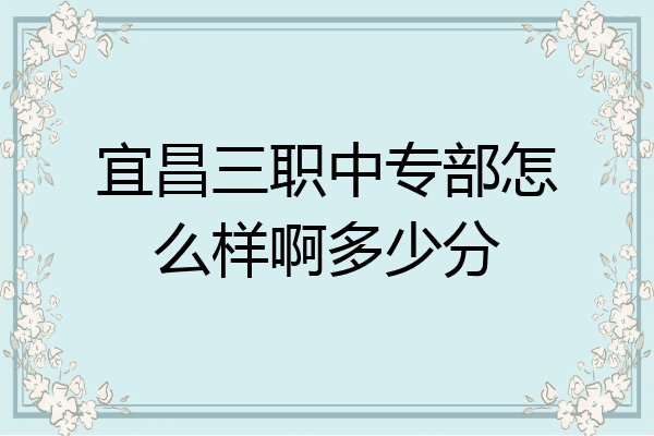 宜昌三职中专部怎么样啊多少分