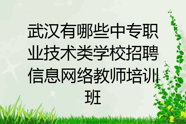 武汉有哪些中专职业技术类学校招聘信息网络教师培训班