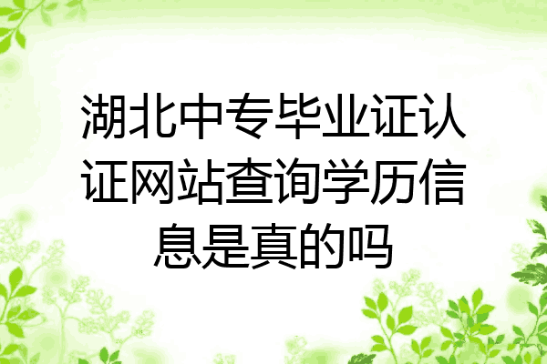 湖北中专毕业证认证网站查询学历信息是真的吗