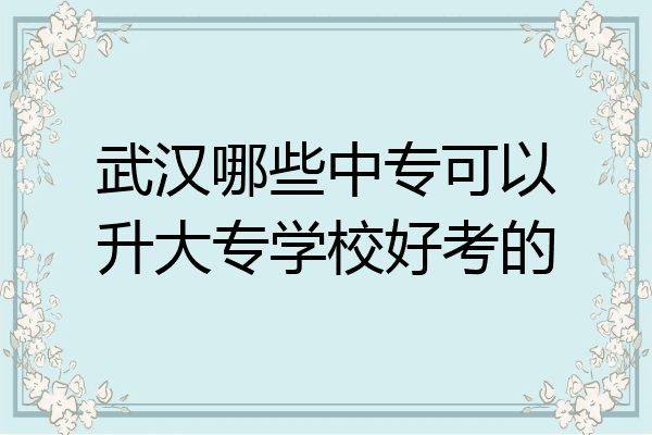 武汉哪些中专可以升大专学校好考的