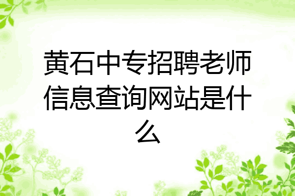 黄石中专招聘老师信息查询网站是什么