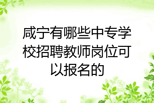 咸宁有哪些中专学校招聘教师岗位可以报名的