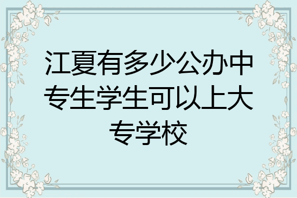 江夏有多少公办中专生学生可以上大专学校