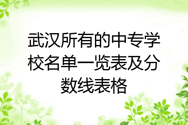 武汉所有的中专学校名单一览表及分数线表格