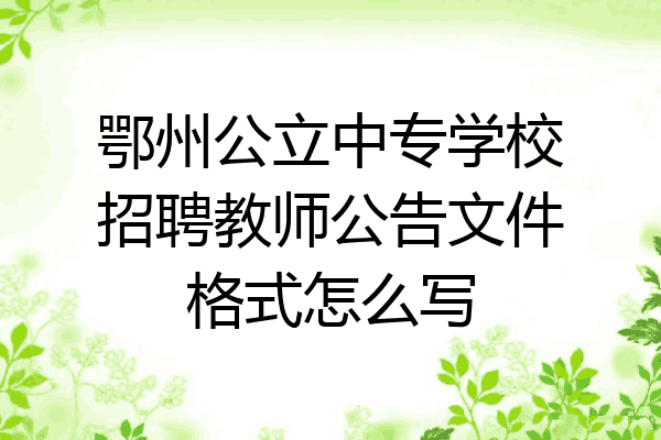 鄂州公立中专学校招聘教师公告文件格式怎么写