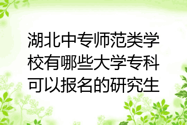 湖北中专师范类学校有哪些大学专科可以报名的研究生