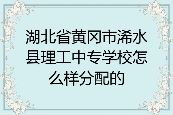 湖北省黄冈市浠水县理工中专学校怎么样分配的