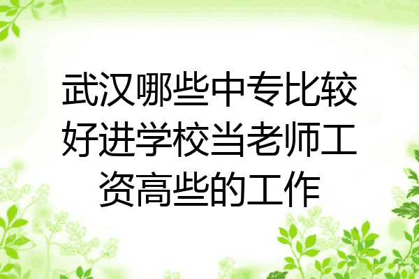 武汉哪些中专比较好进学校当老师工资高些的工作