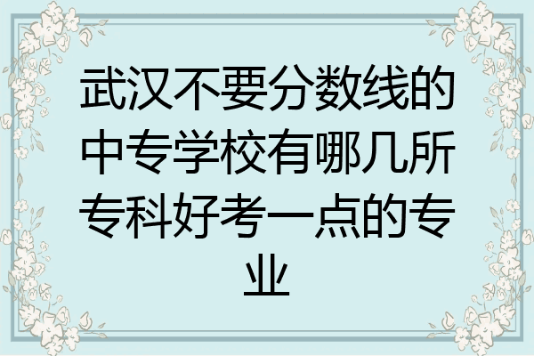 武汉不要分数线的中专学校有哪几所专科好考一点的专业
