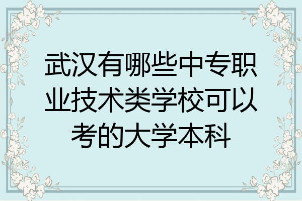 武汉有哪些中专职业技术类学校可以考的大学本科