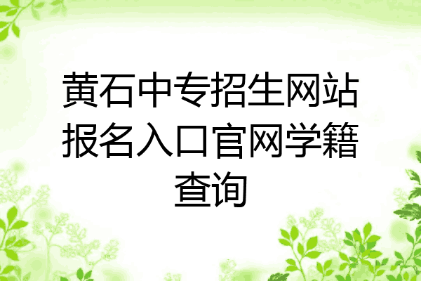 黄石中专招生网站报名入口官网学籍查询