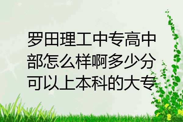 罗田理工中专高中部怎么样啊多少分可以上本科的大专