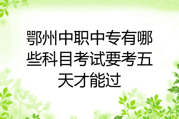鄂州中职中专有哪些科目考试要考五天才能过