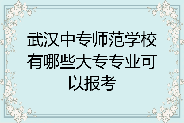 武汉中专师范学校有哪些大专专业可以报考