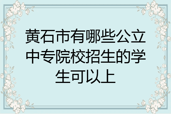 黄石市有哪些公立中专院校招生的学生可以上
