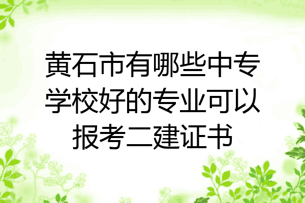 黄石市有哪些中专学校好的专业可以报考二建证书