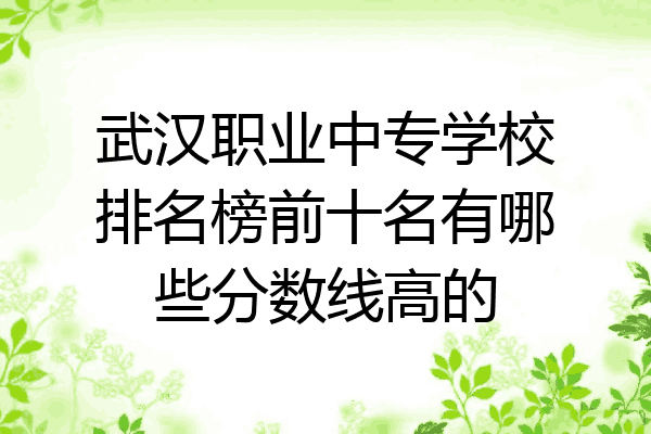 武汉职业中专学校排名榜前十名有哪些分数线高的