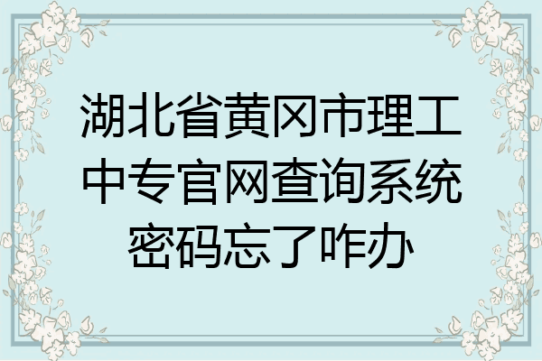 湖北省黄冈市理工中专官网查询系统密码忘了咋办
