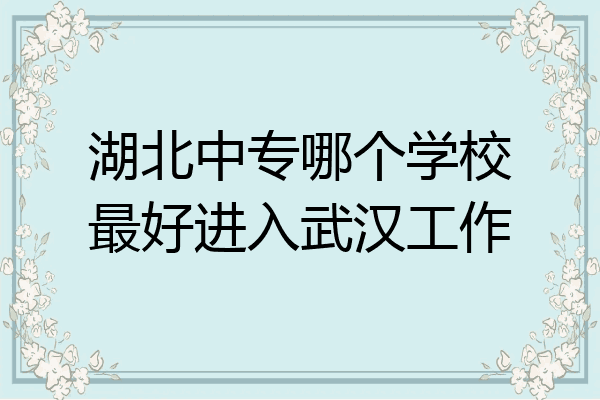 湖北中专哪个学校最好进入武汉工作