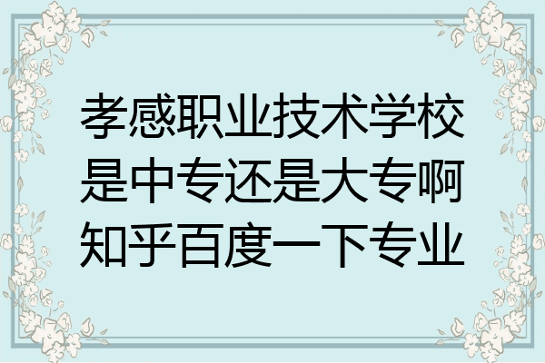 孝感职业技术学校是中专还是大专啊知乎百度一下专业
