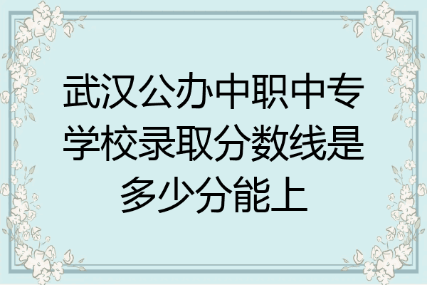 武汉公办中职中专学校录取分数线是多少分能上