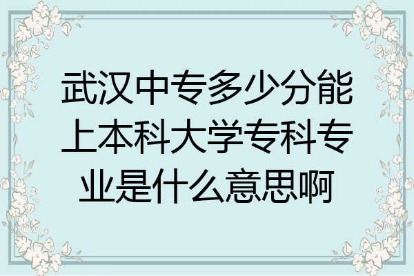 武汉中专多少分能上本科大学专科专业是什么意思啊