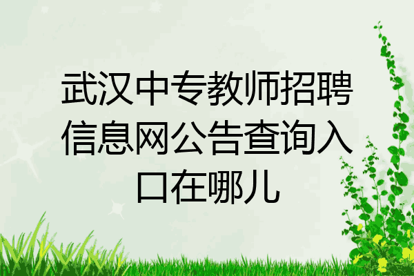 武汉中专教师招聘信息网公告查询入口在哪儿