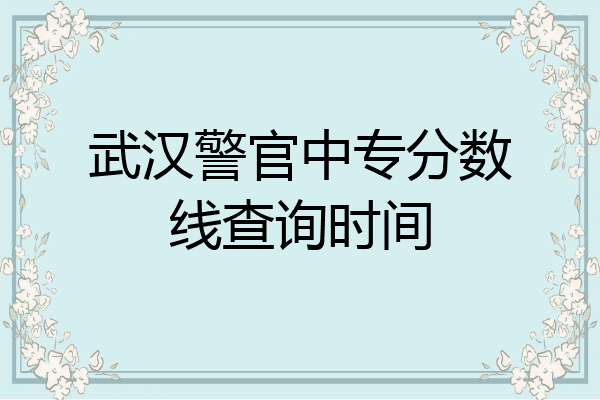 武汉警官中专分数线查询时间