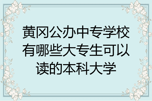 黄冈公办中专学校有哪些大专生可以读的本科大学