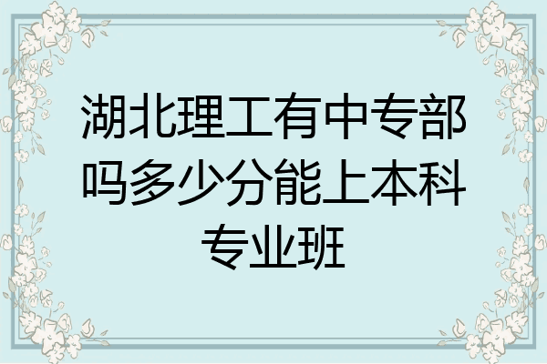 湖北理工有中专部吗多少分能上本科专业班