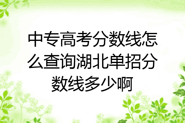 中专高考分数线怎么查询湖北单招分数线多少啊