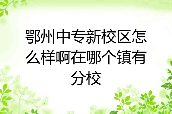 鄂州中专新校区怎么样啊在哪个镇有分校